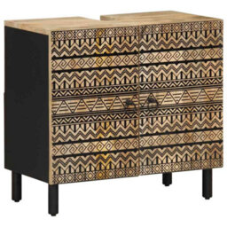 Berkfield 3 Piece Bathroom Furniture Set Solid Wood Mango - thumbnail 5