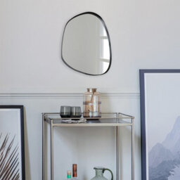 Agenzia 14 Modern Small Black Pebble Metal Wall Mirror 28 X 36Cm - thumbnail 3