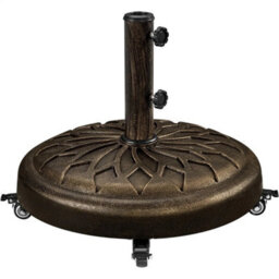 Parasol Base Stand With Wheels, Heavy-Duty Umbrella Base Round All Weather Bronze