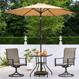 Parasol Base Stand With Wheels, Heavy-Duty Umbrella Base Round All Weather Bronze - thumbnail 3