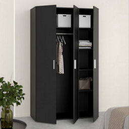 Furniture To Go Pepe Wardrobe With 3 Doors In Black - thumbnail 7