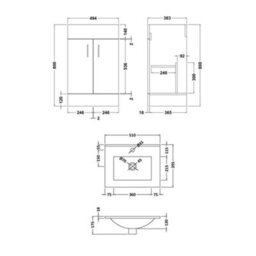 Bubly Bathrooms 500mm White Gloss Bathroom Vanity Unit With Ceramic Basin & Soft-Close Doors, Black Handles - thumbnail 2