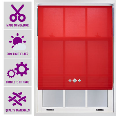 FURNISHED Roller Blind With Triple Diamond Eyelet - Made To Measure Red Roller Blind (W)240Cm X (L)210Cm - image 1