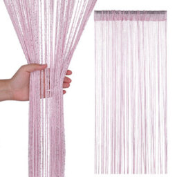 Neel Blue String Curtains Glitter Fringe Panel Fly Screen Doorway Tassel Curatin, 200Cm X 90Cm - Pink - thumbnail 1