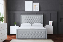 DS Living Allegra Upholstered Silver Panel Bed With Headboard Super King - thumbnail 2