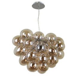 Luminosa Lighting Luminosa Modern Hanging Pendant Chrome 8 Light  With Cognac Shade, G9 - thumbnail 1