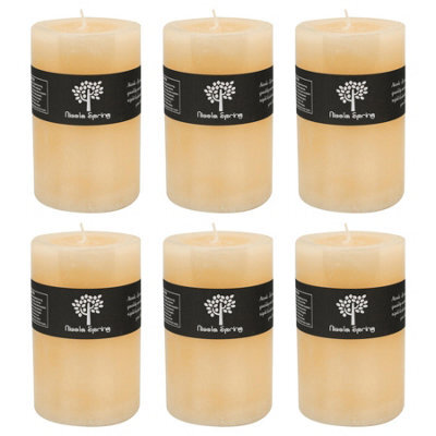 Nicola Spring Round Vanilla Pillar Candles - 110 Hours - Cream - Pack Of 6 - image 1