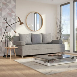 Dover 3 Seater Sofa Bed With Storage Upholstered Back Detachable Cushions 192Cm Grey - thumbnail 2