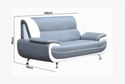 Luigi 3+2 Sofa Set Faux Leather Grey White - thumbnail 3
