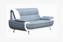 Luigi 3+2 Sofa Set Faux Leather Grey White - thumbnail 2