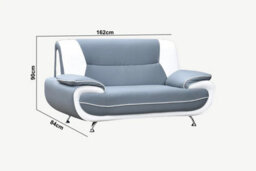 Luigi 3+2 Sofa Set Faux Leather Grey White - thumbnail 5