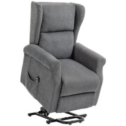 Homcom Power Lift Chair, Fabric Recliner Armchair W/ Remote Charcoal Grey - thumbnail 2