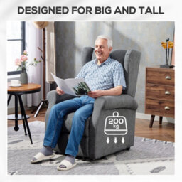Homcom Power Lift Chair, Fabric Recliner Armchair W/ Remote Charcoal Grey - thumbnail 5
