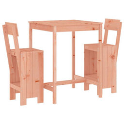 Berkfield 3 Piece Garden Bar Set Solid Wood Douglas - thumbnail 2