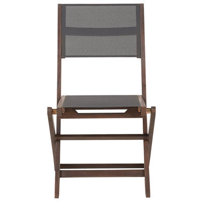 Wyld And Coco Set Of 2 Folding Outdoor Garden Chairs - Dark Acacia Wood With Grey Pvc Fabric - image 1