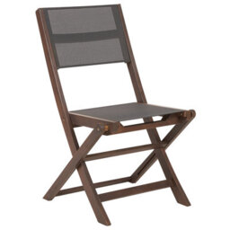 Wyld And Coco Set Of 2 Folding Outdoor Garden Chairs - Dark Acacia Wood With Grey Pvc Fabric - thumbnail 4