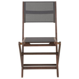 Wyld And Coco Set Of 2 Folding Outdoor Garden Chairs - Dark Acacia Wood With Grey Pvc Fabric - thumbnail 1