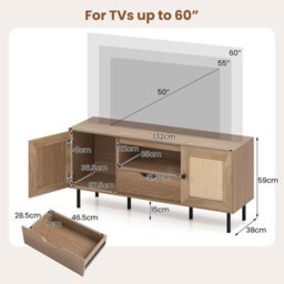Gainoom Boho Tv Stand For 60 Inch Tv Entertainment Center Media Console Table With Cabinets & Storage Shelf - thumbnail 2