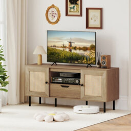 Gainoom Boho Tv Stand For 60 Inch Tv Entertainment Center Media Console Table With Cabinets & Storage Shelf - thumbnail 3