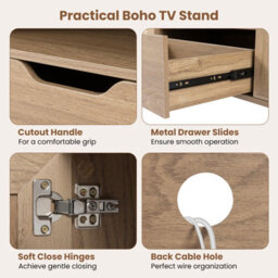 Gainoom Boho Tv Stand For 60 Inch Tv Entertainment Center Media Console Table With Cabinets & Storage Shelf - thumbnail 9