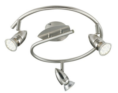 Luminosa Lighting Luminosa Spot Led 3 Light Multi Arm Semi Flush Ceiling Light Nickel 400Lm 2700K 30X31.5Cm