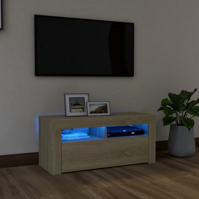 Berkfield Tv Cabinet With Led Lights Sonoma Oak 90X35X40 Cm - image 1