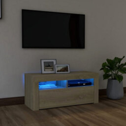 Berkfield Tv Cabinet With Led Lights Sonoma Oak 90X35X40 Cm - thumbnail 1