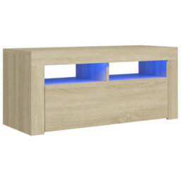 Berkfield Tv Cabinet With Led Lights Sonoma Oak 90X35X40 Cm - thumbnail 2