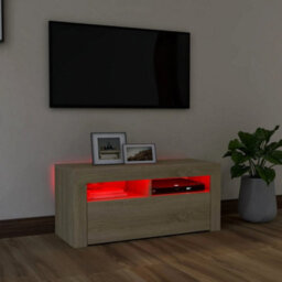 Berkfield Tv Cabinet With Led Lights Sonoma Oak 90X35X40 Cm - thumbnail 5