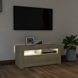 Berkfield Tv Cabinet With Led Lights Sonoma Oak 90X35X40 Cm - thumbnail 3