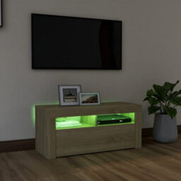 Berkfield Tv Cabinet With Led Lights Sonoma Oak 90X35X40 Cm - thumbnail 4