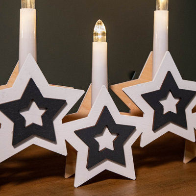 Samuel Alexander 38Cm Battery Operated White Wooden Christmas Candle Bridge Decoration With Leds - image 1