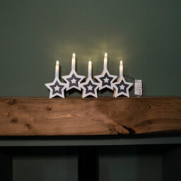 Samuel Alexander 38Cm Battery Operated White Wooden Christmas Candle Bridge Decoration With Leds - thumbnail 3