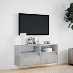 Berkfield Durable Tv Wall Cabinet With Led Lights Concrete Grey 100X31X45 Cm - thumbnail 4