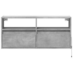Berkfield Durable Tv Wall Cabinet With Led Lights Concrete Grey 100X31X45 Cm - thumbnail 6