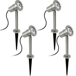 4 Pack Ip54 Outdoor Stainless Steel Bollard Lights - 5W Gu10 Driveway Lamp Post - thumbnail 1