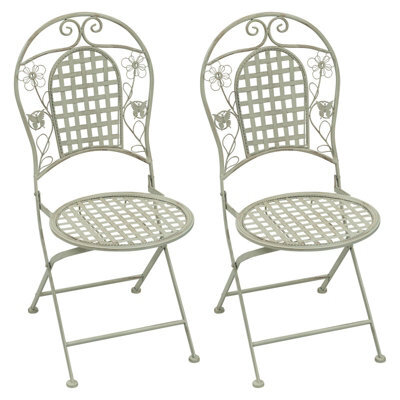 2 X Maribelle Folding Round Outdoor Garden Patio Chair White Floral Furniture - image 1