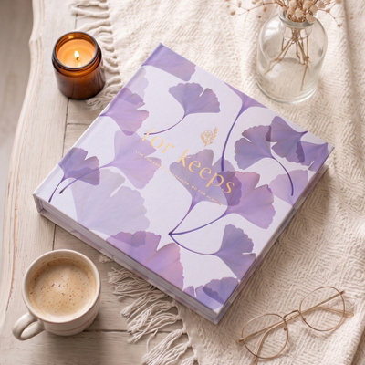 Living And Home 200 Pocket Photo Album Purple Ginkgo Leaf Hardcover Pp Pocket Family Memory Storage Book - image 1
