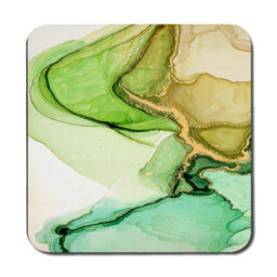 Benjamin Tate Design Green Marble Designer Placemat And Coaster Set With Wood Base Luxury Artwork Collection Limited Edition - thumbnail 3