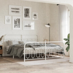 Berkfield Metal Bed Frame Without Mattress With Footboard White 183X213Cm