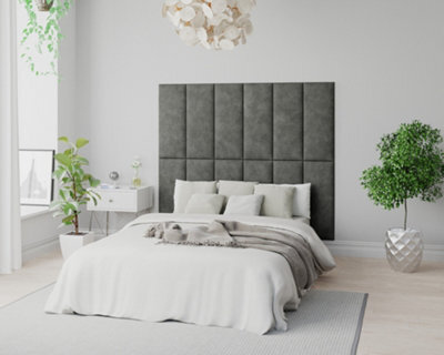 Aspire Easymount Wall Mounted Upholstered Panels, Modular Diy Headboard In Kimiyo Linen Fabric, Granite (Pack Of 8) - image 1