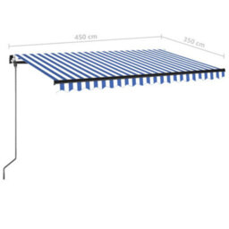Berkfield Manual Retractable Awning 450X350 Cm Blue And White - thumbnail 7