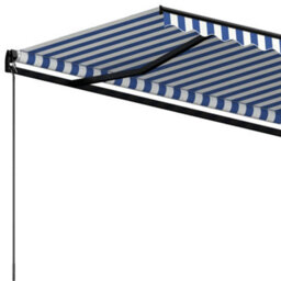 Berkfield Manual Retractable Awning 450X350 Cm Blue And White - thumbnail 5