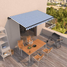 Berkfield Manual Retractable Awning 450X350 Cm Blue And White