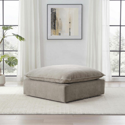 Aiden & Ivy Sereen Beige Fabric Ottoman - Modular Footstool With Feather Blend Cushion, Rds Foam Seat, Luxury Upholstered Design - image 1
