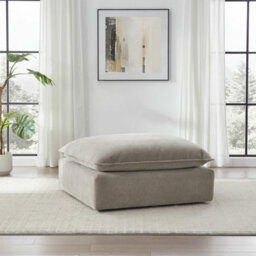 Aiden & Ivy Sereen Beige Fabric Ottoman - Modular Footstool With Feather Blend Cushion, Rds Foam Seat, Luxury Upholstered Design - thumbnail 5