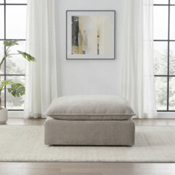 Aiden & Ivy Sereen Beige Fabric Ottoman - Modular Footstool With Feather Blend Cushion, Rds Foam Seat, Luxury Upholstered Design - thumbnail 4