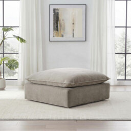 Aiden & Ivy Sereen Beige Fabric Ottoman - Modular Footstool With Feather Blend Cushion, Rds Foam Seat, Luxury Upholstered Design - thumbnail 1