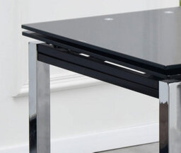 Furnizone UK Piccolo 4-Seater Dining Table - Extending Dining Table - Black Glass And Chrome Metal Legs Dining Table - thumbnail 4