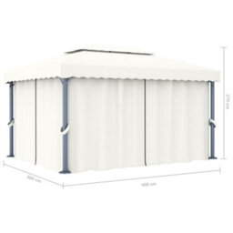 Berkfield Stylish Gazebo With Curtain 4X3 M Cream White Aluminium - thumbnail 7
